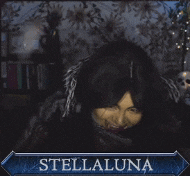 a picture of a woman with the name stellaluna on the bottom