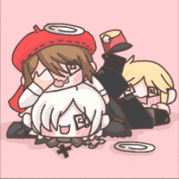 a cartoon of a girl in a red hat and a boy in a white shirt
