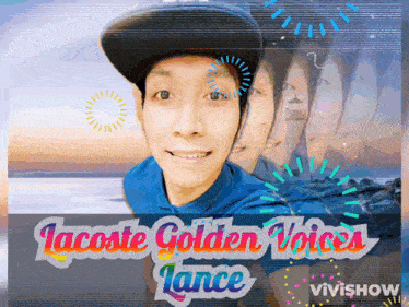 a lacoste golden voices lance poster with a man in a hat