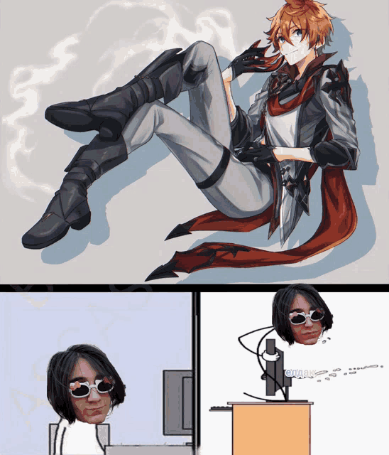 a drawing of a man wearing sunglasses next to a drawing of a man wearing sunglasses