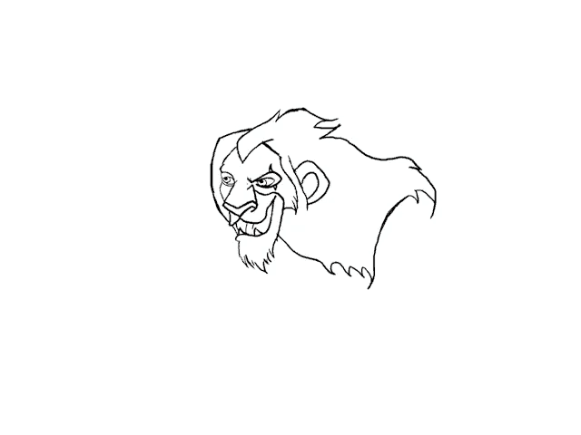 a black and white drawing of a lion with a beard .