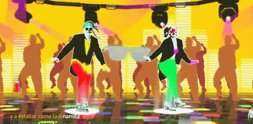 two skeletons are dancing in front of a crowd with the words ya estallar como la dinamita