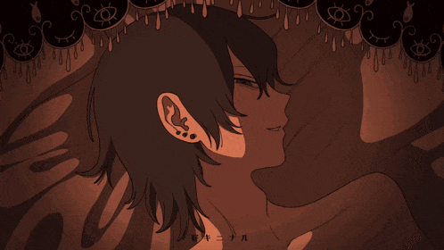 a drawing of a person with sharp teeth