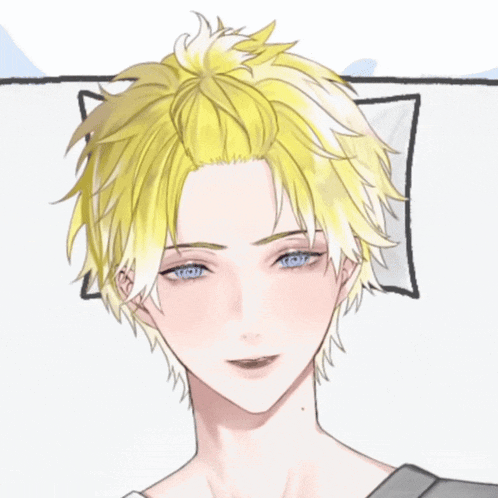 a close up of a person 's face with yellow hair