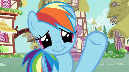 rainbow dash from my little pony is waving her hand
