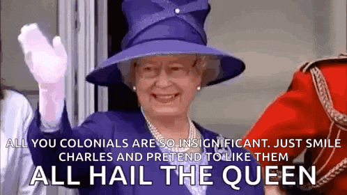 queen elizabeth ii is wearing a purple hat and smiling while waving .