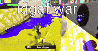 a video game scene with the words idgaf war written on it