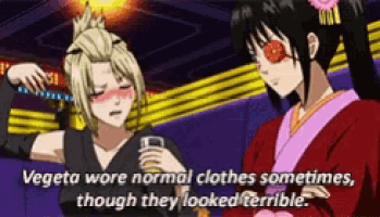 vegeta wore normal clothes sometimes though they looked terrible ..