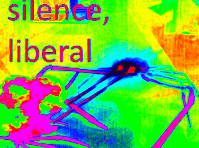 a colorful drawing of a mosquito with the words " silence liberal " written above it