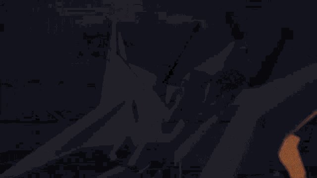 a computer generated image of a jet flying through the air with a light coming out of it