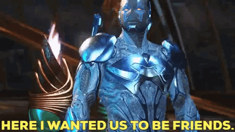 Injustice 2 Blue Beetle GIF - Injustice 2 Blue Beetle Here I Wanted Us To Be Friends GIFs