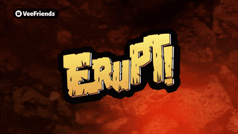 the word erupt is on a red and black background