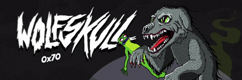 a drawing of a wolf eating a frog with the words wolfkill written above it
