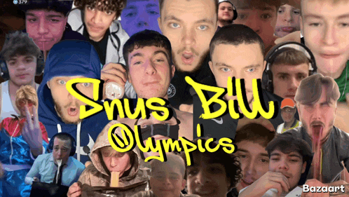 a collage of young men with the words snus bill olympics on top