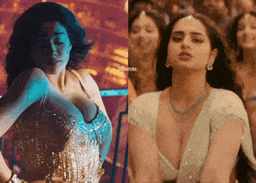 a woman in a very revealing outfit is next to another woman