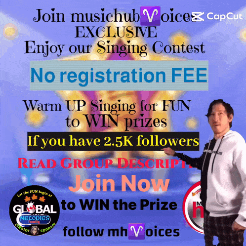 a poster that says join musichub voice exclusive singing contest