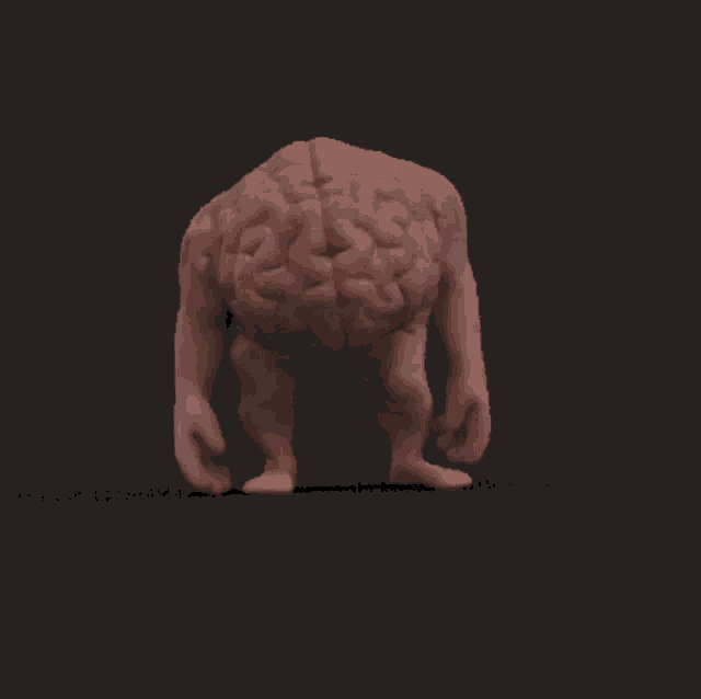 a 3d model of a brain with arms and legs walking