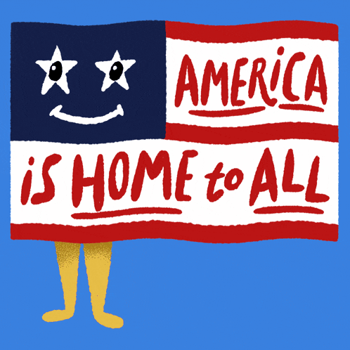 a sign that says america is home to all on it