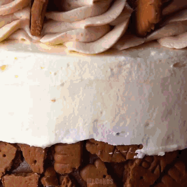 a close up of a cake with the words mr. cakes written on the bottom