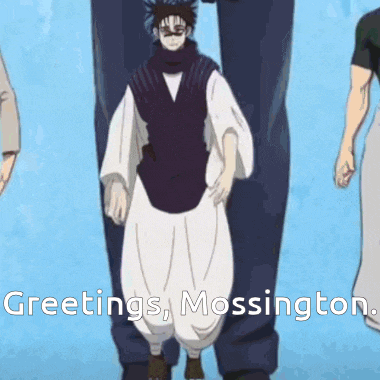 a group of people standing next to each other with the words greetings , mossington written on the bottom
