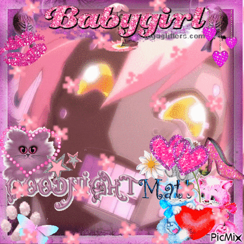 a picture of a baby girl with goodnight mat written on it