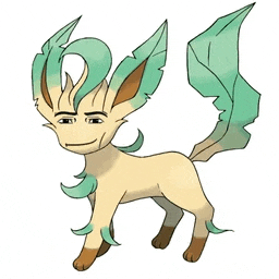 a cartoon drawing of a pokemon with a leafy tail