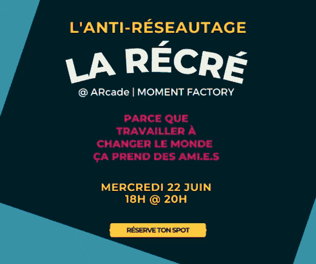a colorful advertisement for l anti-reseauxtage la recre