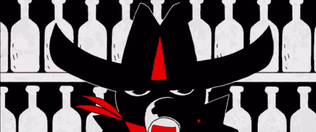 a black and white drawing of a bull with a red nose and a euro sign on its face