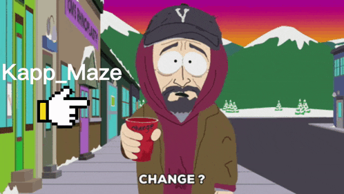 a cartoon of a man holding a cup of coffee with the words change below him
