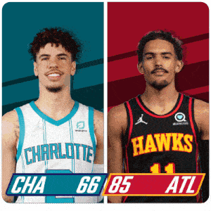 two basketball players from charlotte and the hawks are shown