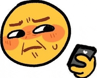 a yellow smiley face is taking a selfie with a cell phone .