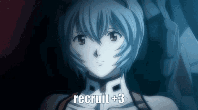 a picture of a girl with the words recruit +3