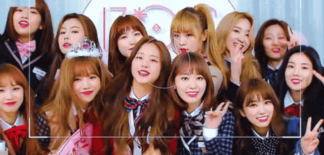 a group of girls are posing for a picture and one of them is wearing a tiara .