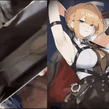 a close up of a woman 's armpit is shown next to a drawing of a sword