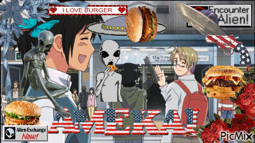 a collage of images with the words i love burger