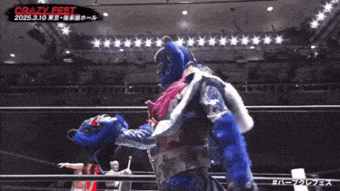 a poster for crazy fest shows two wrestlers in a ring