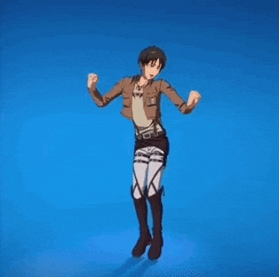 eren yeager from attack on titan is jumping in the air with his arms outstretched .
