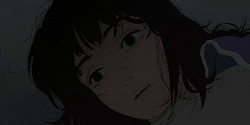 a drawing of a girl laying down in the dark with her eyes closed