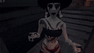 a screenshot of a video game shows a character with a tattoo on her body