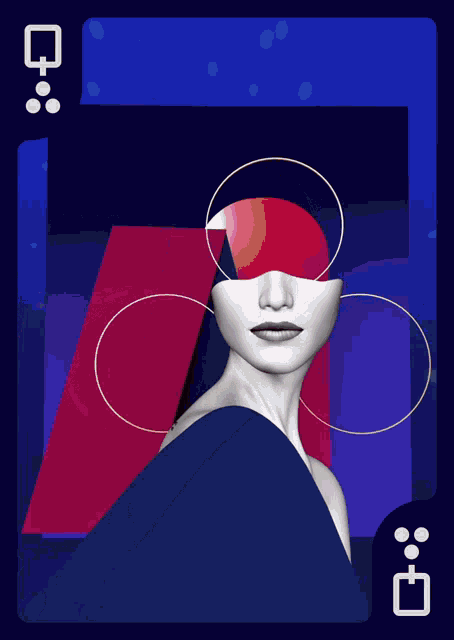 a playing card with a woman 's face and the letter q