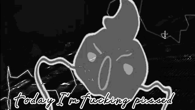 a black and white drawing of a lightning bolt with the words today i 'm fucking pissed below it