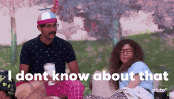 a man and a woman are sitting in the grass with the words " i dont know about that "