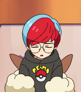 a boy with red hair and glasses is wearing a black sweatshirt that says p.c.l.n.s.