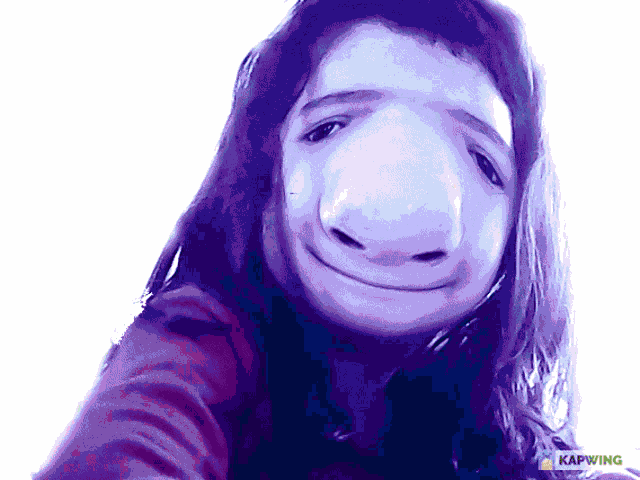 a picture of a girl with a big nose has kapwing written in the corner