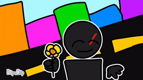 a cartoon of a person holding a flower with flipa clip written on the bottom right