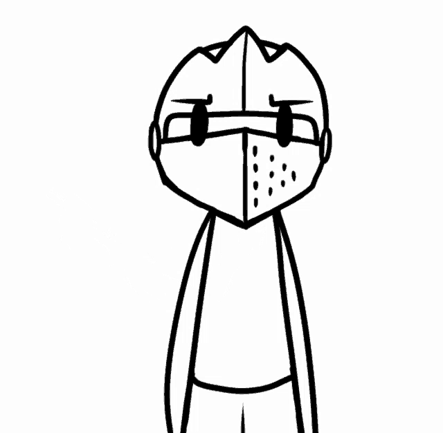 a black and white drawing of a cartoon character holding a gun