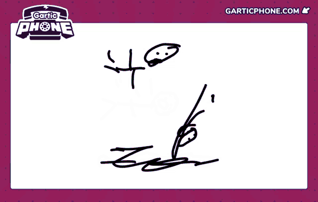 a drawing of a stick figure with a gartic phone logo