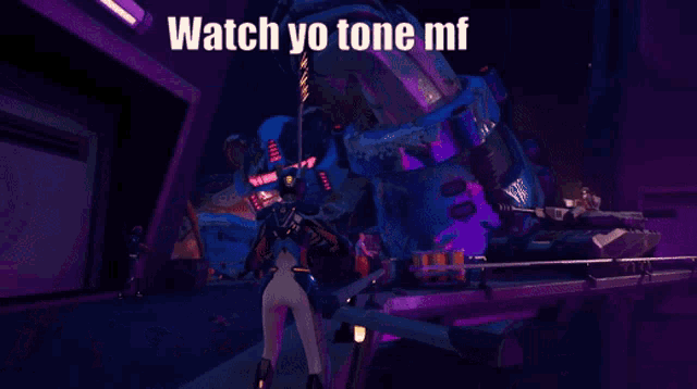 a video game scene with the words watch yo tone mf