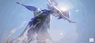 a woman in a purple dress is falling through the air .