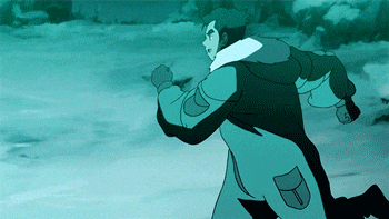 a cartoon of a man running in the snow with a bottle in his hand